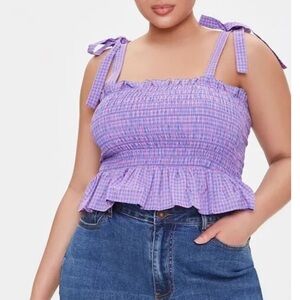 Forever 21 Plus -Gingham Tie strap Crop Top 3X NWT